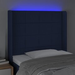 vidaXL gultas galvgalis ar LED, 93x16x118/128 cm, zils audums цена и информация | Кровати | 220.lv