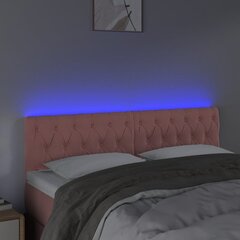 vidaXL gultas galvgalis ar LED, 144x7x78/88 cm, rozā samts цена и информация | Кровати | 220.lv