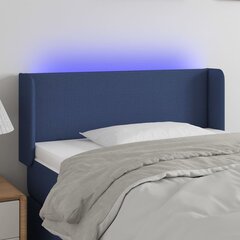 vidaXL gultas galvgalis ar LED, 83x16x78/88 cm, zils audums cena un informācija | Gultas | 220.lv