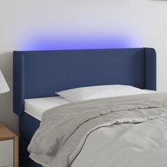 vidaXL gultas galvgalis ar LED, 103x16x78/88 cm, zils audums cena un informācija | Gultas | 220.lv
