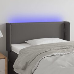 vidaXL gultas galvgalis ar LED, 103x16x78/88 cm, pelēka mākslīgā āda cena un informācija | Gultas | 220.lv