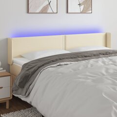 vidaXL gultas galvgalis ar LED, 163x16x78/88 cm, krēmkrāsas цена и информация | Кровати | 220.lv