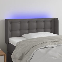 vidaXL gultas galvgalis ar LED, 103x16x78/88 cm, pelēka mākslīgā āda cena un informācija | Gultas | 220.lv