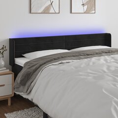 vidaXL gultas galvgalis ar LED, 163x16x78/88 cm, melns samts цена и информация | Кровати | 220.lv