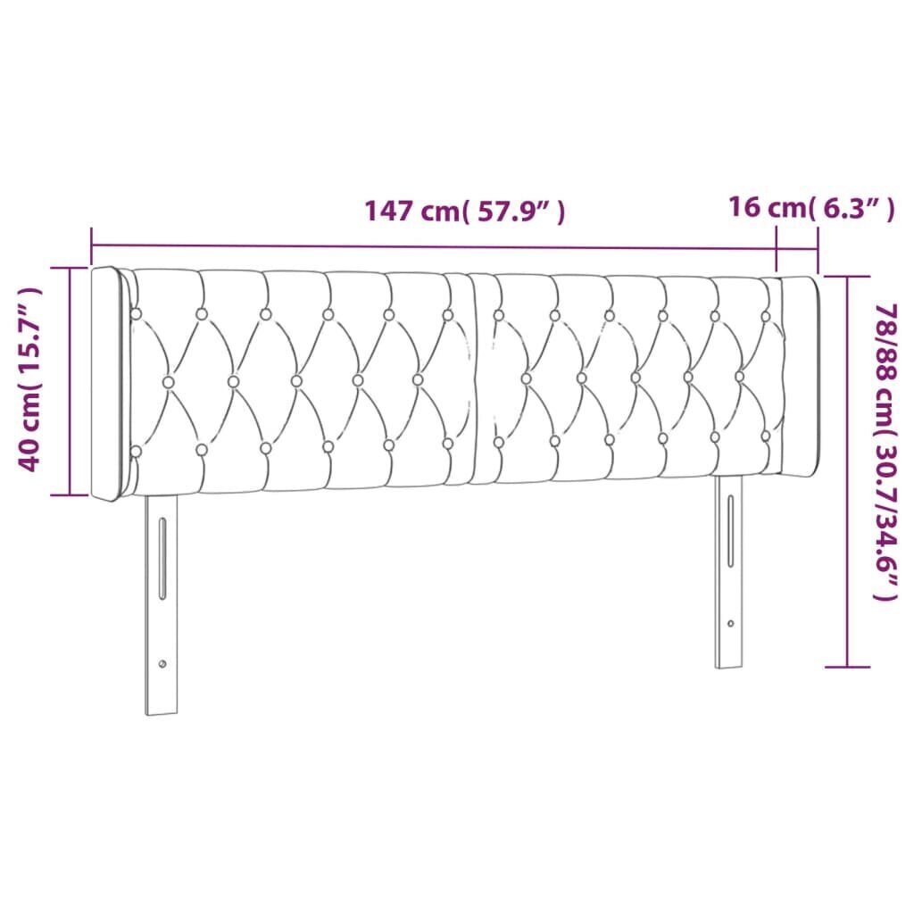 vidaXL gultas galvgalis ar LED, 147x16x78/88 cm, krēmkrāsas audums цена и информация | Gultas | 220.lv