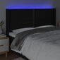 vidaXL gultas galvgalis ar LED, 163x16x118/128 cm, melns audums цена и информация | Gultas | 220.lv