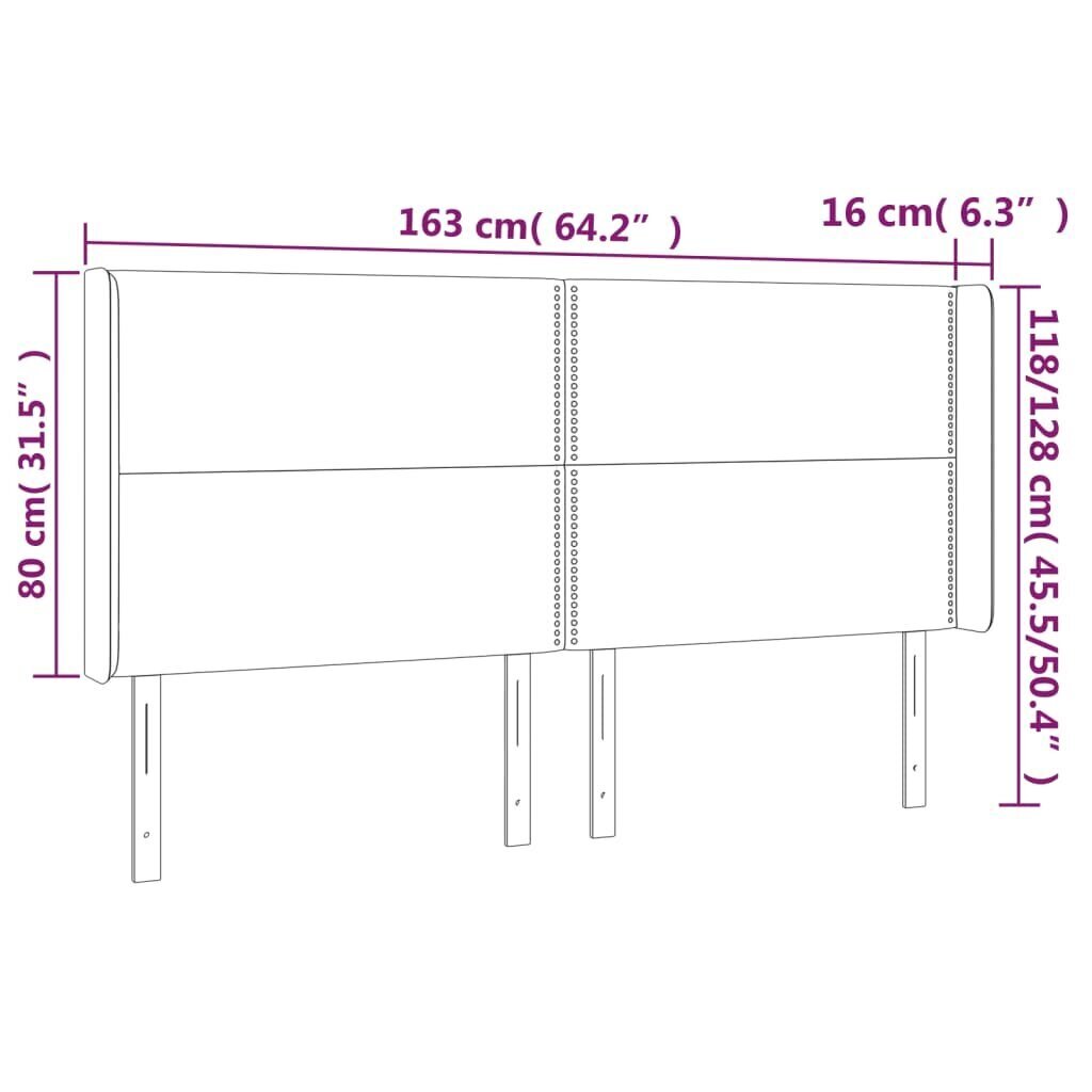 vidaXL gultas galvgalis ar LED, 163x16x118/128 cm, krēmkrāsas цена и информация | Gultas | 220.lv