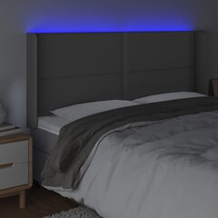 vidaXL gultas galvgalis ar LED, 183x16x118/128 cm, pelēka mākslīgā āda cena un informācija | Gultas | 220.lv