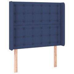 vidaXL gultas galvgalis ar LED, 83x16x118/128 cm, zils audums cena un informācija | Gultas | 220.lv