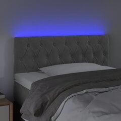 vidaXL gultas galvgalis ar LED, 100x7x78/88 cm, gaiši pelēks samts cena un informācija | Gultas | 220.lv