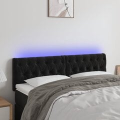 vidaXL gultas galvgalis ar LED, 160x7x78/88 cm, melns samts cena un informācija | Gultas | 220.lv