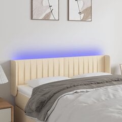 vidaXL gultas galvgalis ar LED, 147x16x78/88 cm, krēmkrāsas audums cena un informācija | Gultas | 220.lv