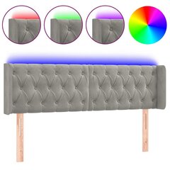 vidaXL gultas galvgalis ar LED, 147x16x78/88 cm, gaiši pelēks samts cena un informācija | Gultas | 220.lv