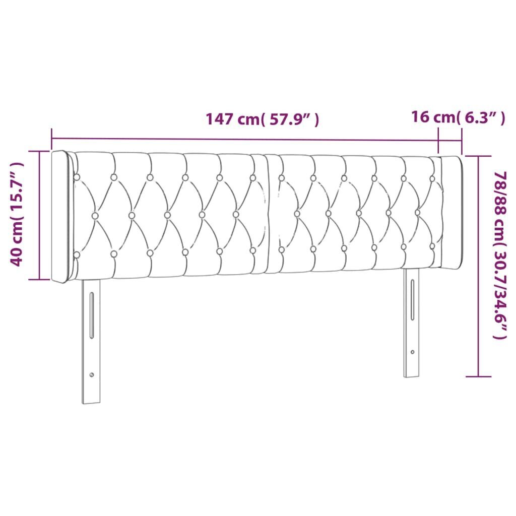 vidaXL gultas galvgalis ar LED, 147x16x78/88 cm, gaiši pelēks samts цена и информация | Gultas | 220.lv