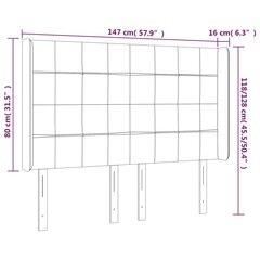 vidaXL gultas galvgalis ar LED, 147x16x118/128 cm, zils audums cena un informācija | Gultas | 220.lv