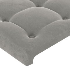 vidaXL gultas galvgalis ar LED, 103x16x118/128 cm, gaiši pelēks samts цена и информация | Кровати | 220.lv