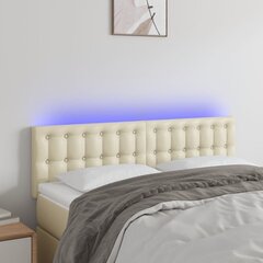 vidaXL gultas galvgalis ar LED, 144x5x78/88cm, krēmkrāsas mākslīgā āda cena un informācija | Gultas | 220.lv