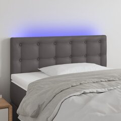 vidaXL gultas galvgalis ar LED, 90x5x78/88 cm, pelēka mākslīgā āda cena un informācija | Gultas | 220.lv
