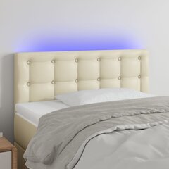vidaXL gultas galvgalis ar LED, 100x5x78/88cm, krēmkrāsas mākslīgā āda cena un informācija | Gultas | 220.lv