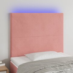 vidaXL gultas galvgalis ar LED, 100x5x118/128 cm, rozā samts cena un informācija | Gultas | 220.lv