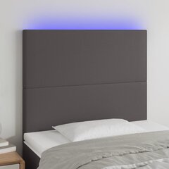 vidaXL gultas galvgalis ar LED, 80x5x118/128 cm, pelēka mākslīgā āda cena un informācija | Gultas | 220.lv