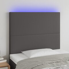 vidaXL gultas galvgalis ar LED, 100x5x118/128 cm, pelēks mākslīgā āda cena un informācija | Gultas | 220.lv
