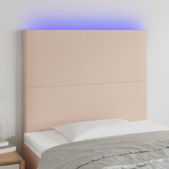 vidaXL gultas galvgalis ar LED, 100x5x118/128cm, kapučīno mākslīgā āda cena un informācija | Gultas | 220.lv