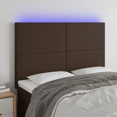 vidaXL gultas galvgalis ar LED, 144x5x118/128 cm, brūna mākslīgā āda cena un informācija | Gultas | 220.lv