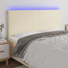 vidaXL gultas galvgalis ar LED, 180x5x118/128 cm, krēmkrāsas cena un informācija | Gultas | 220.lv