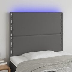 vidaXL gultas galvgalis ar LED, 80x5x118/128 cm, pelēka mākslīgā āda cena un informācija | Gultas | 220.lv