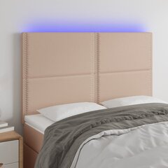vidaXL gultas galvgalis ar LED, 144x5x118/128cm, kapučīno mākslīgā āda цена и информация | Кровати | 220.lv