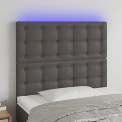 vidaXL gultas galvgalis ar LED, 90x5x118/128 cm, pelēks mākslīgā āda cena un informācija | Gultas | 220.lv