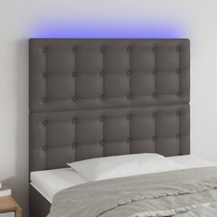 vidaXL gultas galvgalis ar LED, 100x5x118/128 cm, pelēks mākslīgā āda cena un informācija | Gultas | 220.lv