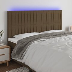 vidaXL gultas galvgalis ar LED, 160x5x118/128 cm, tumši brūns audums цена и информация | Кровати | 220.lv
