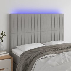 vidaXL gultas galvgalis ar LED, 144x5x118/128 cm, gaiši pelēks audums cena un informācija | Gultas | 220.lv