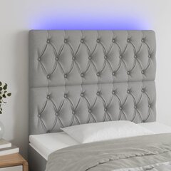 vidaXL gultas galvgalis ar LED, 100x7x118/128 cm, gaiši pelēks audums cena un informācija | Gultas | 220.lv