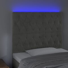 vidaXL gultas galvgalis ar LED, 100x7x118/128 cm, gaiši pelēks samts цена и информация | Кровати | 220.lv