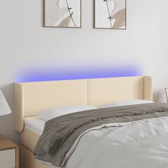 vidaXL gultas galvgalis ar LED, 147x16x78/88 cm, krēmkrāsas audums цена и информация | Кровати | 220.lv