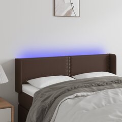 vidaXL gultas galvgalis ar LED, 147x16x78/88 cm, brūna mākslīgā āda цена и информация | Кровати | 220.lv