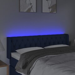 vidaXL gultas galvgalis ar LED, 147x16x78/88 cm, zils audums cena un informācija | Gultas | 220.lv