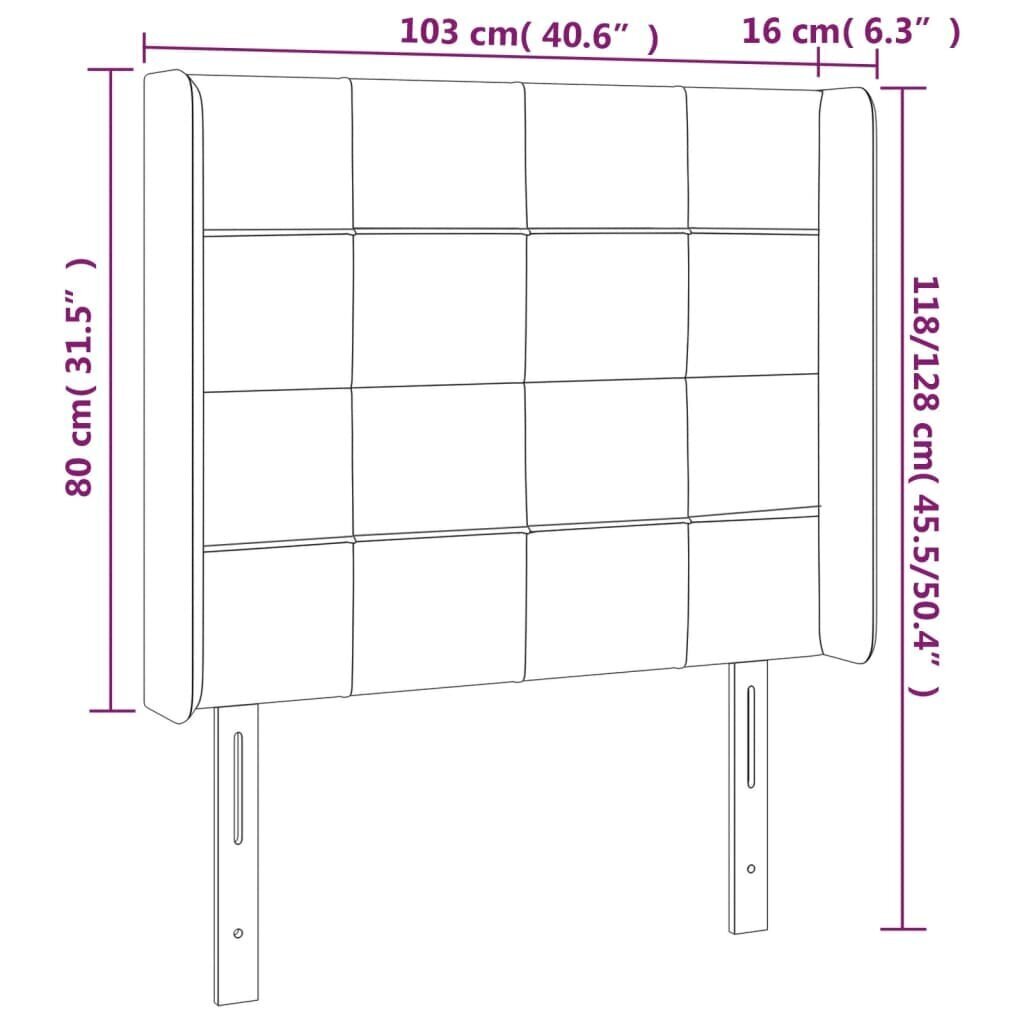 vidaXL gultas galvgalis ar LED, 103x16x118/128 cm, gaiši pelēks audums cena un informācija | Gultas | 220.lv