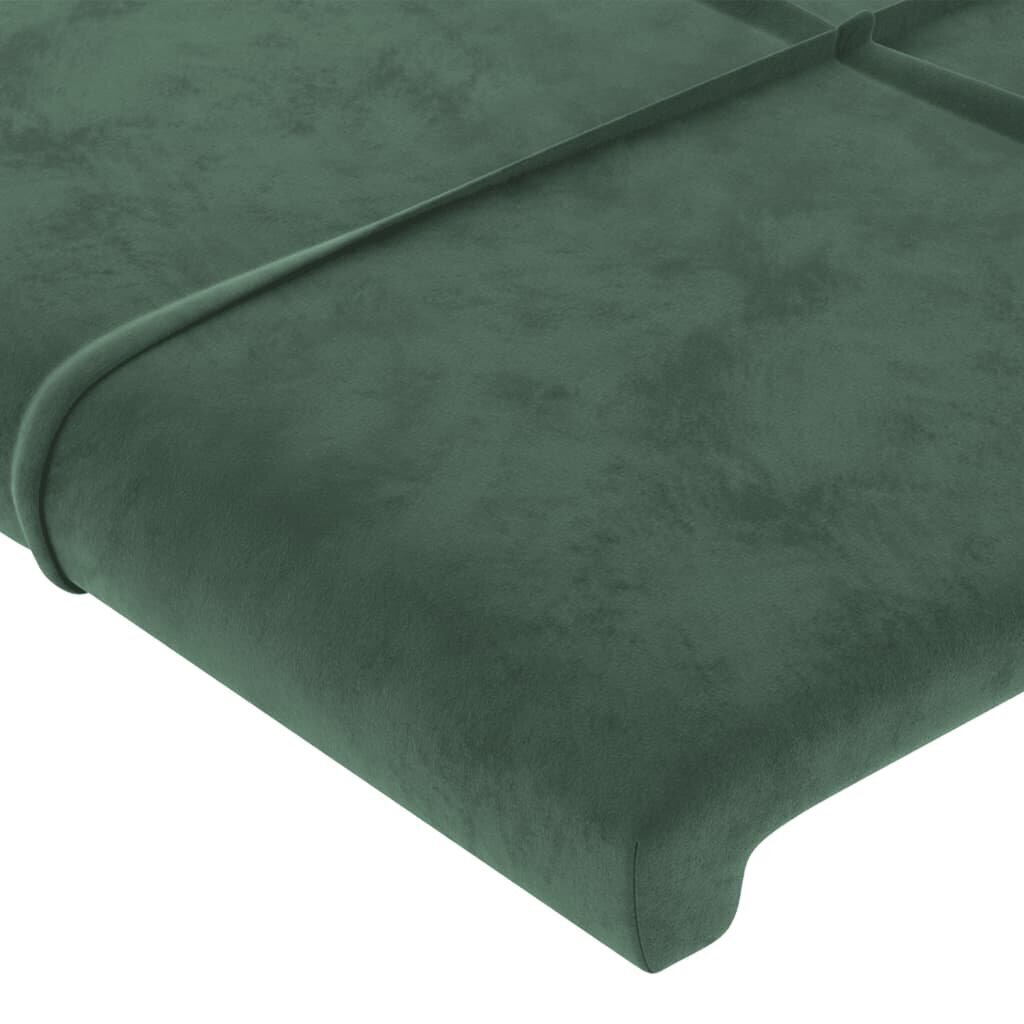 vidaXL gultas galvgalis ar LED, 103x16x118/128 cm, tumši zaļš samts цена и информация | Gultas | 220.lv