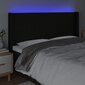 vidaXL gultas galvgalis ar LED, 163x16x118/128 cm, melns audums цена и информация | Gultas | 220.lv