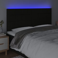vidaXL gultas galvgalis ar LED, 180x5x118/128 cm, melns audums cena un informācija | Gultas | 220.lv