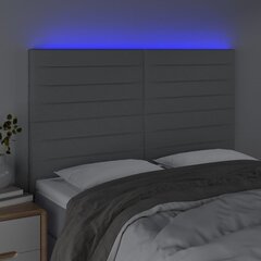 vidaXL gultas galvgalis ar LED, 144x5x118/128 cm, gaiši pelēks audums cena un informācija | Gultas | 220.lv