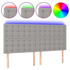 vidaXL gultas galvgalis ar LED, 160x5x118/128 cm, gaiši pelēks audums cena un informācija | Gultas | 220.lv