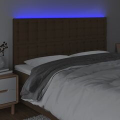 vidaXL gultas galvgalis ar LED, 180x5x118/128 cm, tumši brūns audums cena un informācija | Gultas | 220.lv