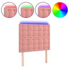 vidaXL gultas galvgalis ar LED, 100x5x118/128 cm, rozā samts cena un informācija | Gultas | 220.lv
