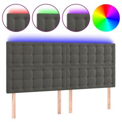 vidaXL gultas galvgalis ar LED, 180x5x118/128 cm, tumši pelēks samts цена и информация | Кровати | 220.lv