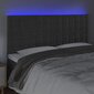 vidaXL gultas galvgalis ar LED, 180x5x118/128 cm, tumši pelēks samts цена и информация | Gultas | 220.lv